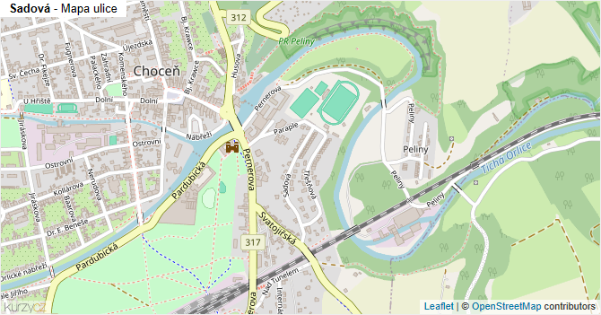 Sadová - mapa ulice