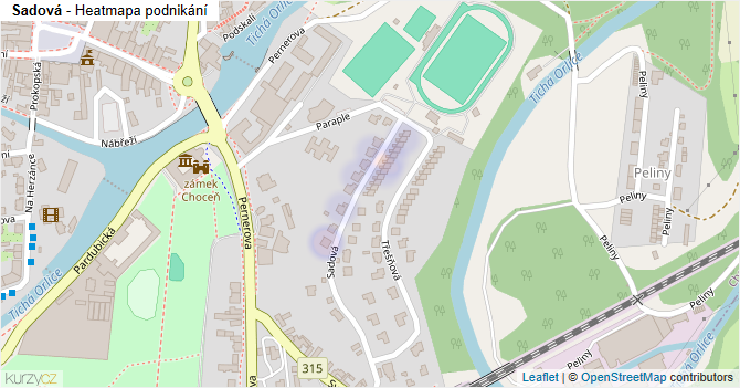 Sadová - mapa podnikání