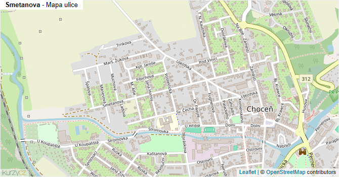 Smetanova - mapa ulice