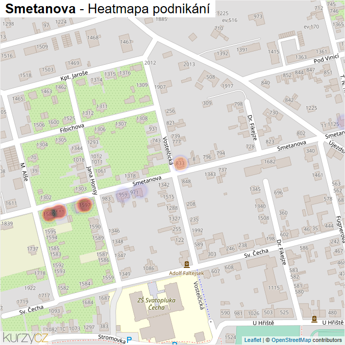 Mapa Smetanova - Firmy v ulici.