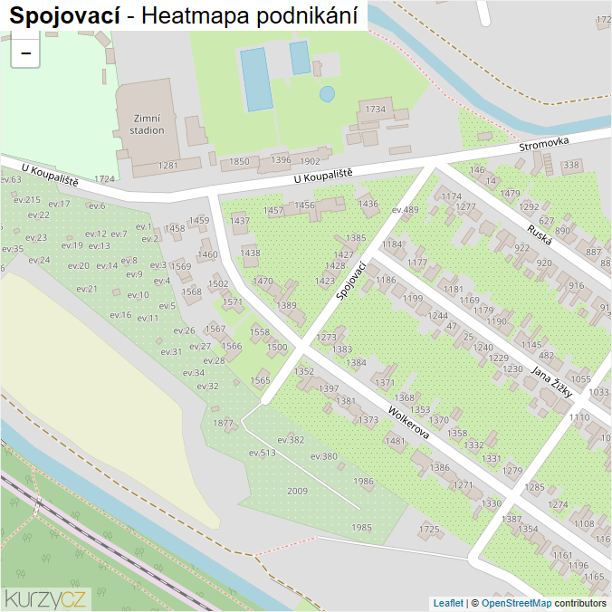 Mapa Spojovací - Firmy v ulici.