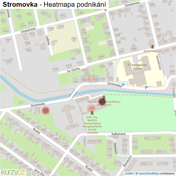 Mapa Stromovka - Firmy v ulici.