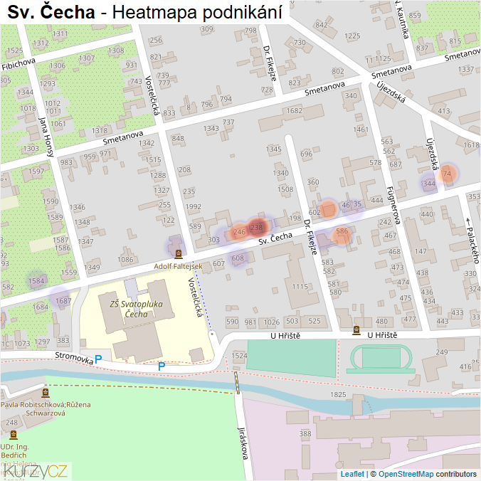 Mapa Sv. Čecha - Firmy v ulici.