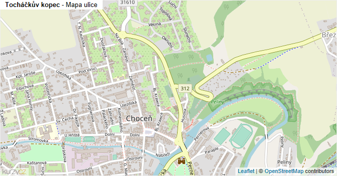 Tocháčkův kopec - mapa ulice