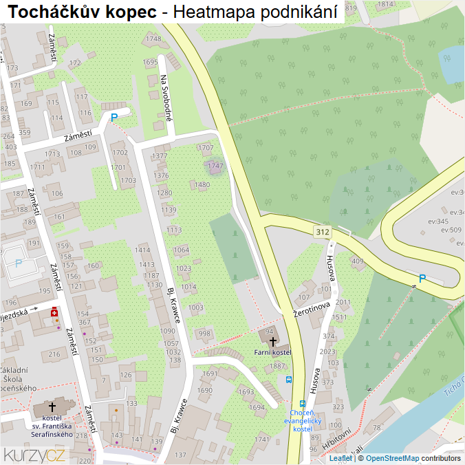 Mapa Tocháčkův kopec - Firmy v ulici.