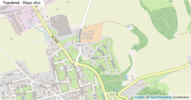Topolová - mapa ulice