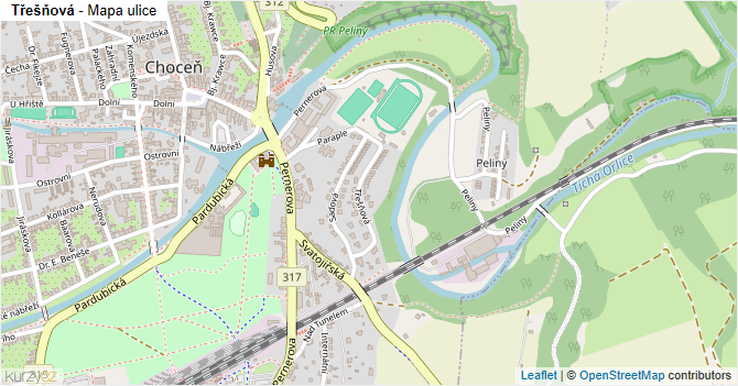 Třešňová - mapa ulice