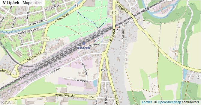 V Lípách - mapa ulice