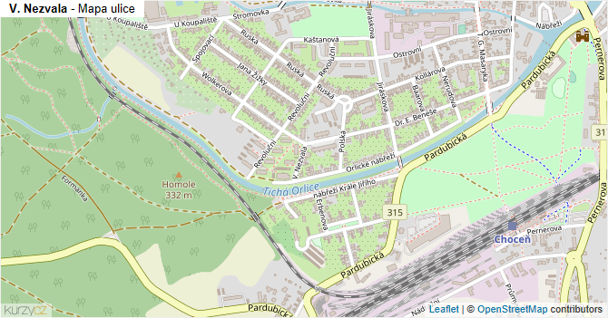 V. Nezvala - mapa ulice