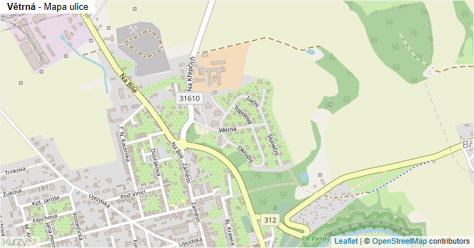 Větrná - mapa ulice