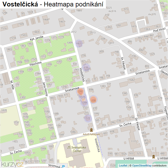 Mapa Vostelčická - Firmy v ulici.