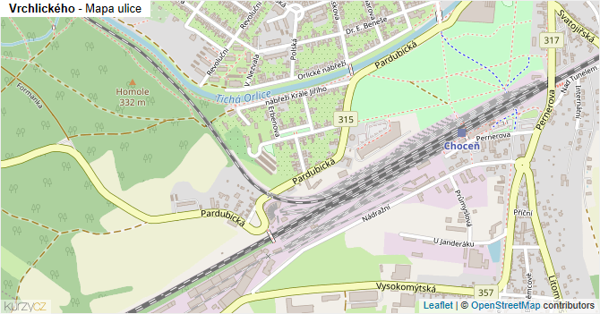 Vrchlického - mapa ulice