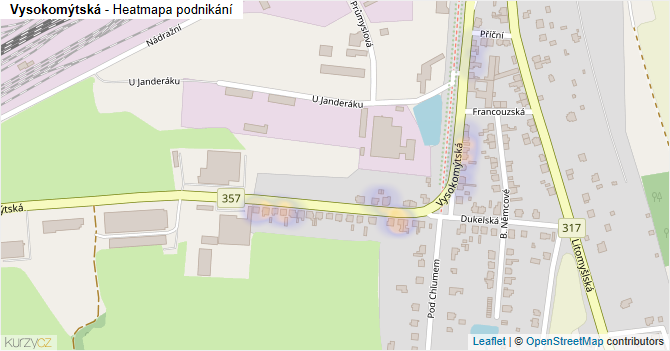 Vysokomýtská - mapa podnikání