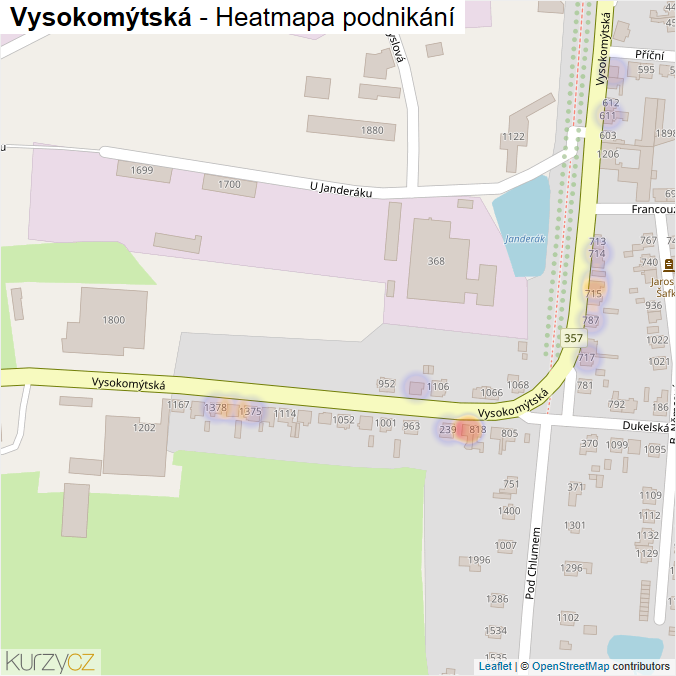 Mapa Vysokomýtská - Firmy v ulici.