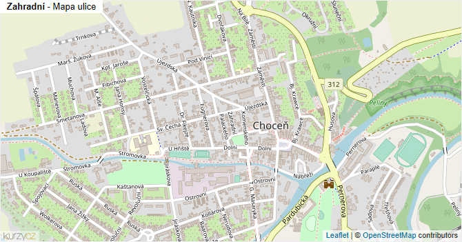 Zahradní - mapa ulice
