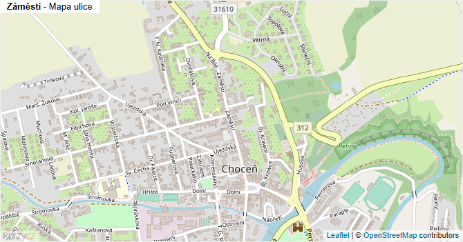 Záměstí - mapa ulice
