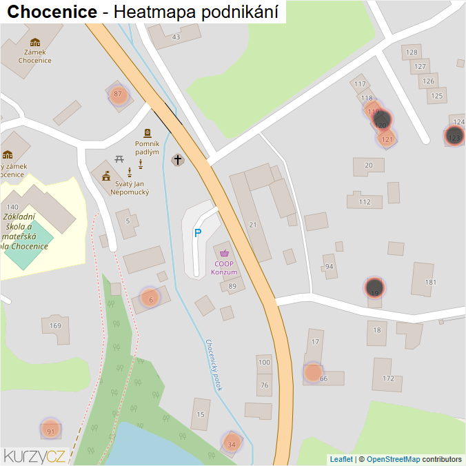 Mapa Chocenice - Firmy v obci.
