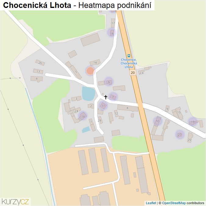 Mapa Chocenická Lhota - Firmy v části obce.
