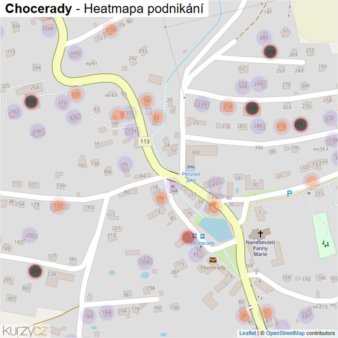 Mapa Chocerady - Firmy v obci.