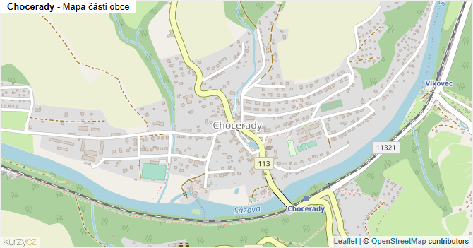 Chocerady - mapa části obce