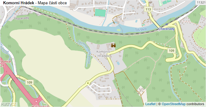 Komorní Hrádek - mapa části obce