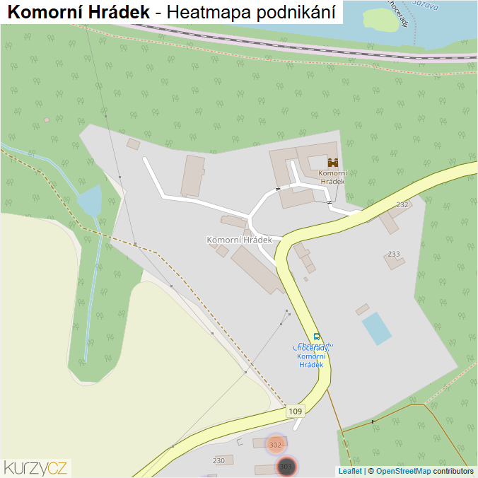Mapa Komorní Hrádek - Firmy v části obce.