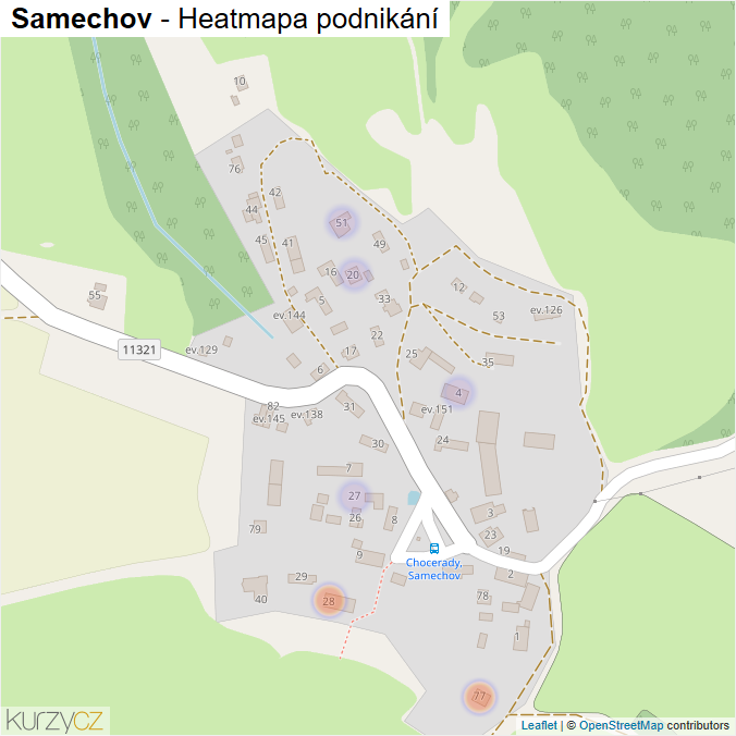 Mapa Samechov - Firmy v části obce.