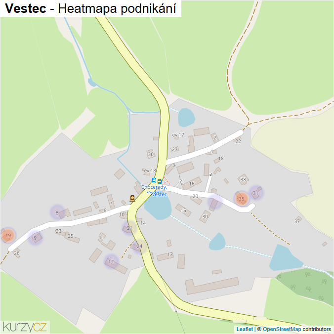 Mapa Vestec - Firmy v části obce.