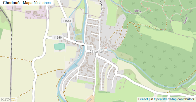 Chodouň - mapa části obce