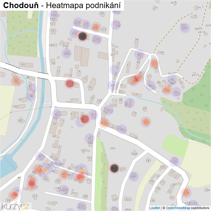 Mapa Chodouň - Firmy v části obce.