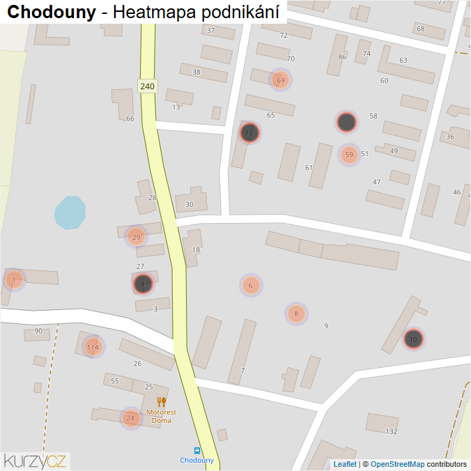 Mapa Chodouny - Firmy v obci.