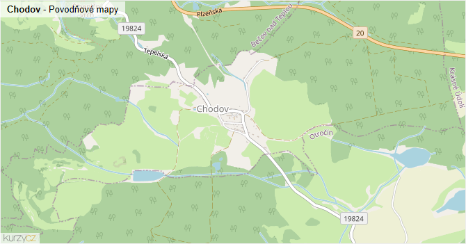 Chodov - záplavové mapy stoleté vody