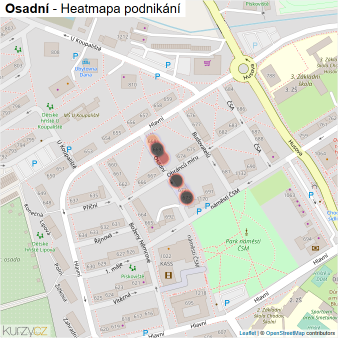 Mapa Osadní - Firmy v ulici.