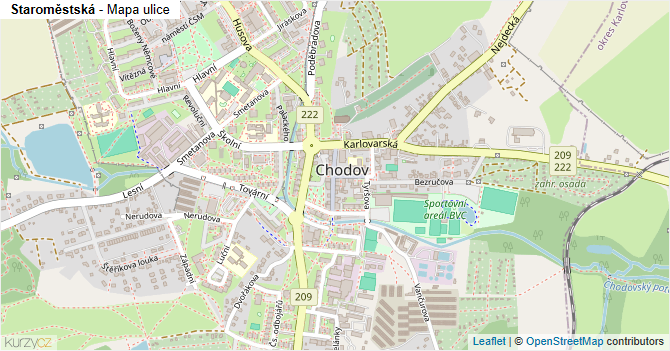 Staroměstská - mapa ulice