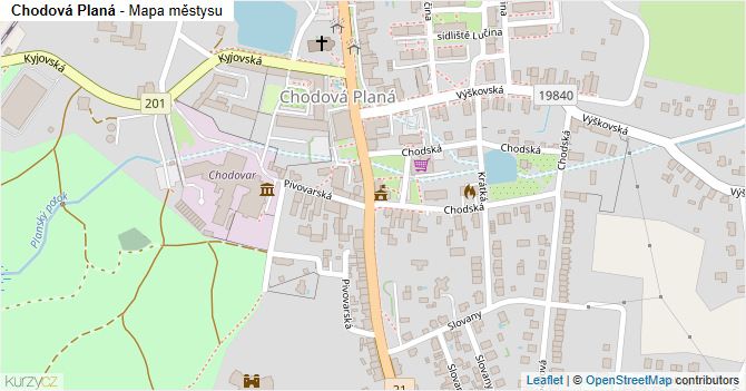 Chodová Planá - mapa městysu