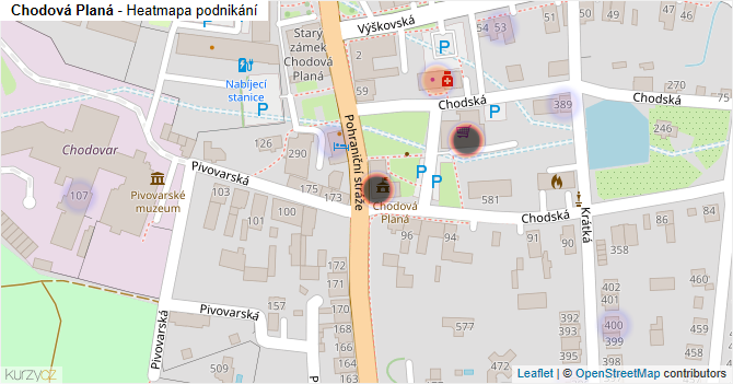 Chodová Planá - mapa podnikání