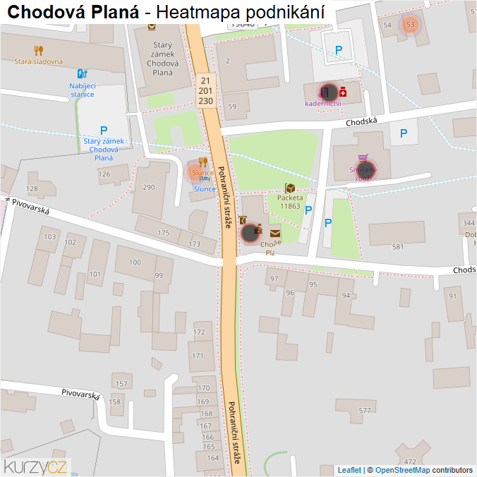 Mapa Chodová Planá - Firmy v obci.