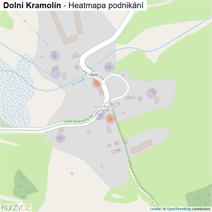 Mapa Dolní Kramolín - Firmy v části obce.