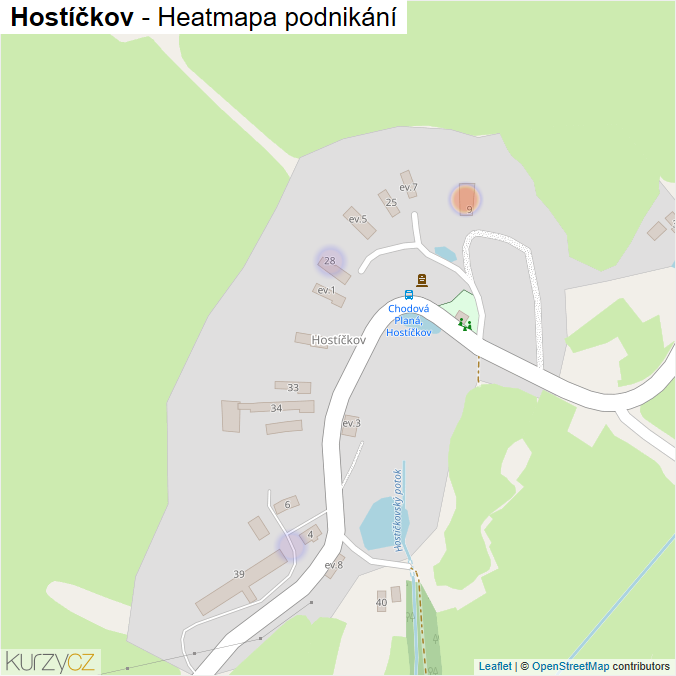 Mapa Hostíčkov - Firmy v části obce.
