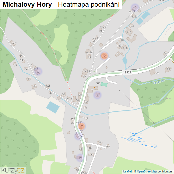 Mapa Michalovy Hory - Firmy v části obce.