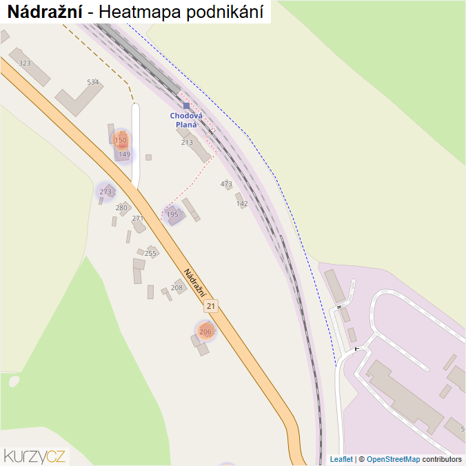 Mapa Nádražní - Firmy v ulici.