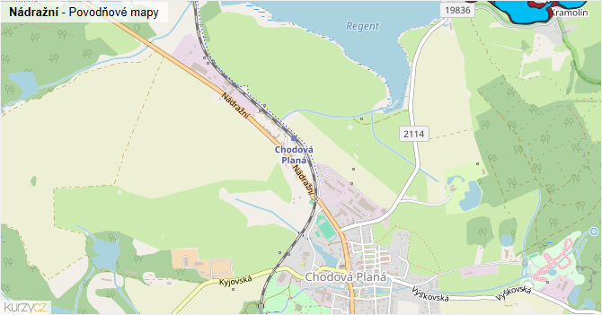 Nádražní - záplavové mapy stoleté vody