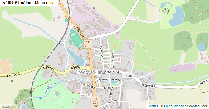 sídliště Lučina - mapa ulice