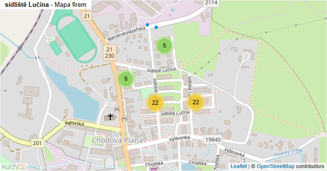 sídliště Lučina - mapa firem