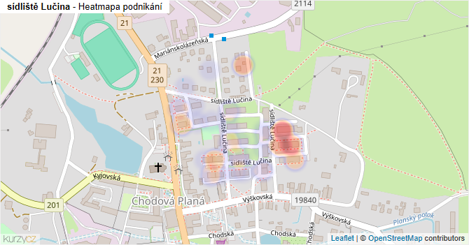 sídliště Lučina - mapa podnikání