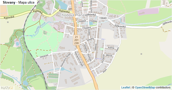 Slovany - mapa ulice