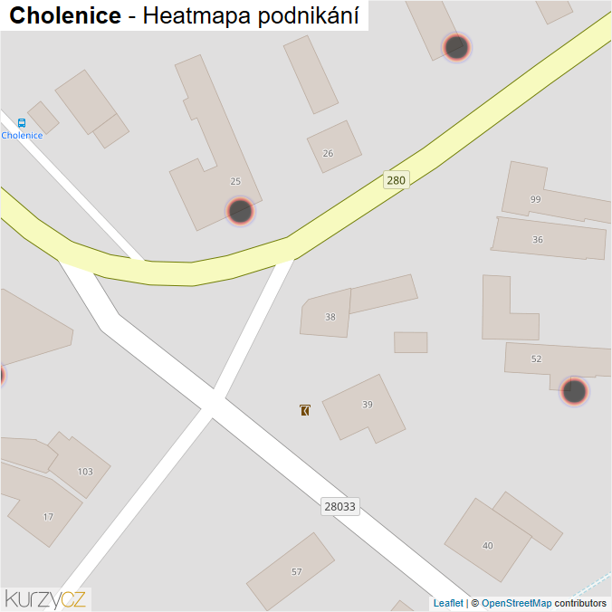 Mapa Cholenice - Firmy v obci.