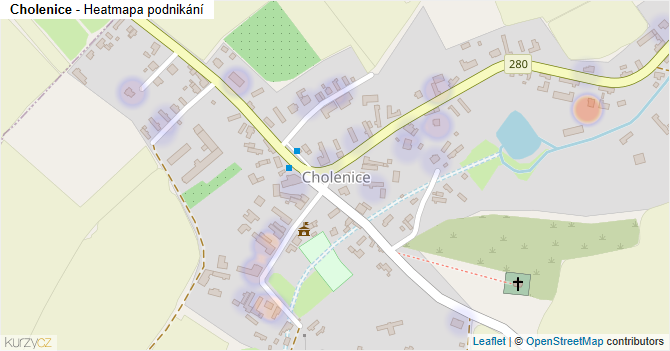 Cholenice - mapa podnikání