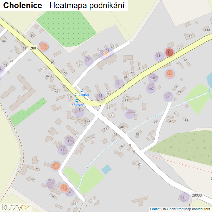 Mapa Cholenice - Firmy v části obce.
