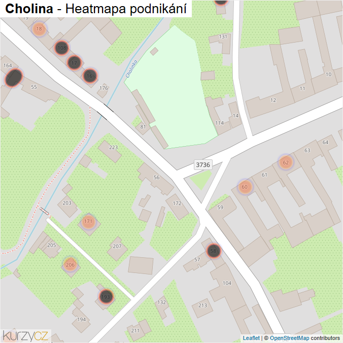 Mapa Cholina - Firmy v obci.